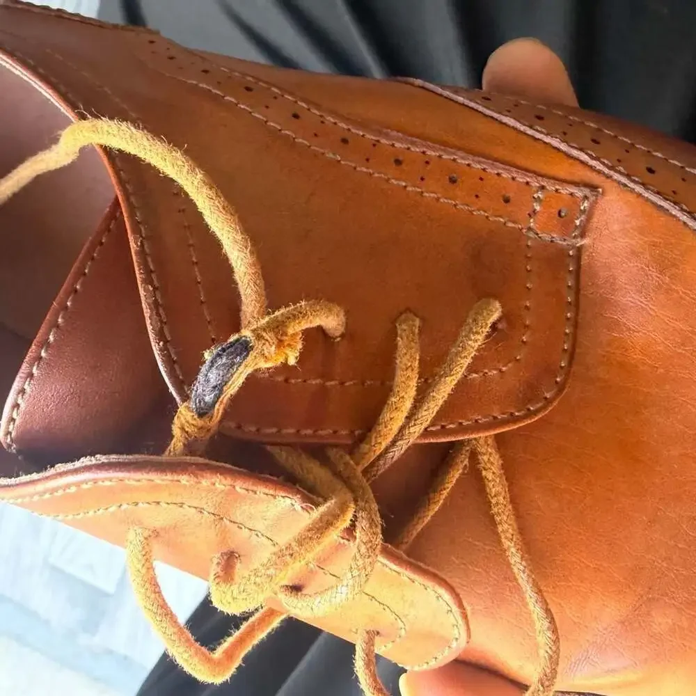 Vintage Y2K Men's Brown Leather Wingtip Oxford Shoes